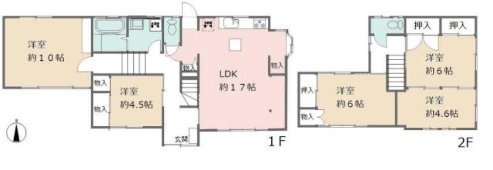 間取り図 4人又は5人の家族が暮らすには、中古戸建は最も手ごろな価格の物件です。家族団らんの場としてゆったりとしたリビングルームがあり、5部屋あることで、家族それぞれが自分の部屋を持てることが特徴です。