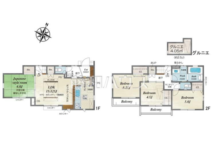 間取り図 間取図　各居室にはクローゼットを完備し、家具を置くスペースが確保しやすい設計がされております。【日野市日野台2丁目】