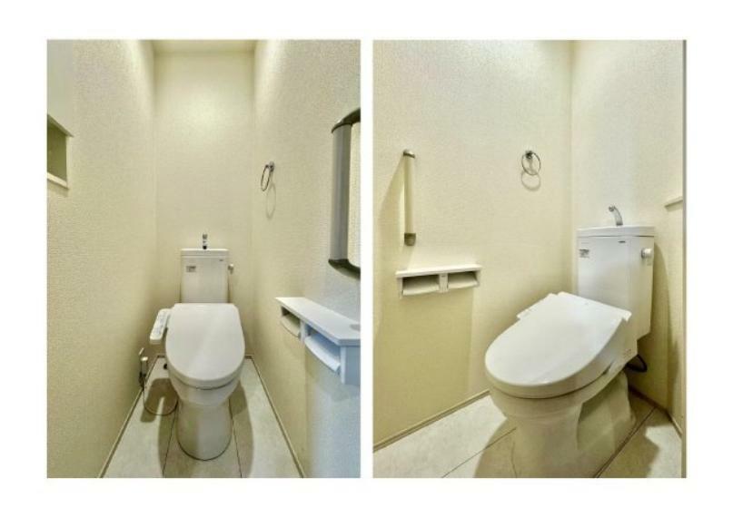 トイレ 【トイレ】 温水洗浄便座機能付きトイレ。温水洗浄便座は清潔にお使いいただくための大切なアイテムです。