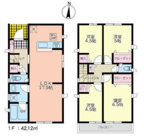 間取り図 全居室収納付きで便利です。