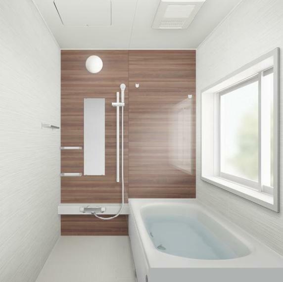 【同仕様写真】（変更の可能性あり）浴室はハウステック製の新品のユニットバスに交換予定です。浴槽には滑り止めの凹凸があり、床は濡れた状態でも滑りにくい加工がされている安心設計です。