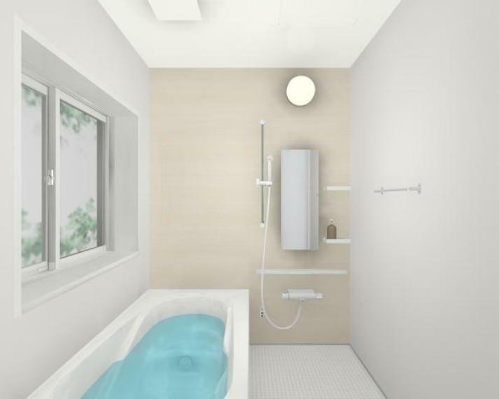 【同仕様画像】浴室は新品のユニットバスに交換予定です。浴槽には滑り止めの凹凸があり、床は濡れた状態でも滑りにくい加工がされている安心設計です。
