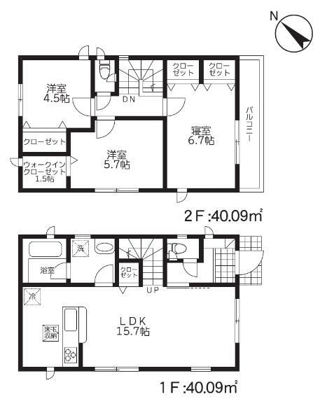 間取り図 全居室収納付きで便利です。