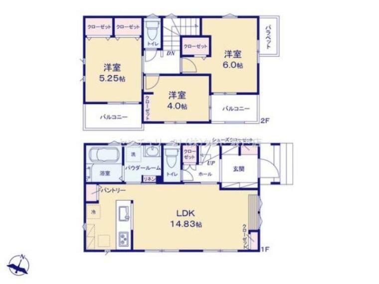 間取り図 明るい光が差し込む全室南東向きの4LDK！全室2面採光のため陽当たり・風通し良好です！ 徒歩圏内に生活施設も充実した住み良い環境です。