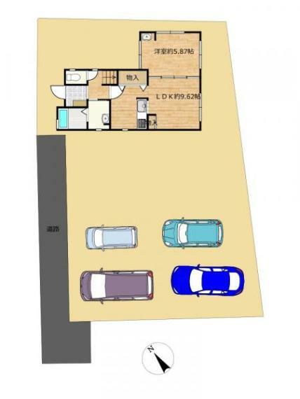 区画図 敷地面積294.59m2（89.11坪）です。駐車スペース4～6台可能です。
