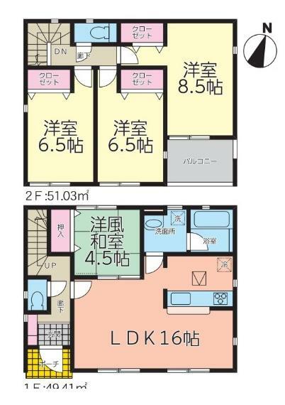 間取り図 【1号棟間取り図】4LDK　建物面積100.44平米（30.43坪）