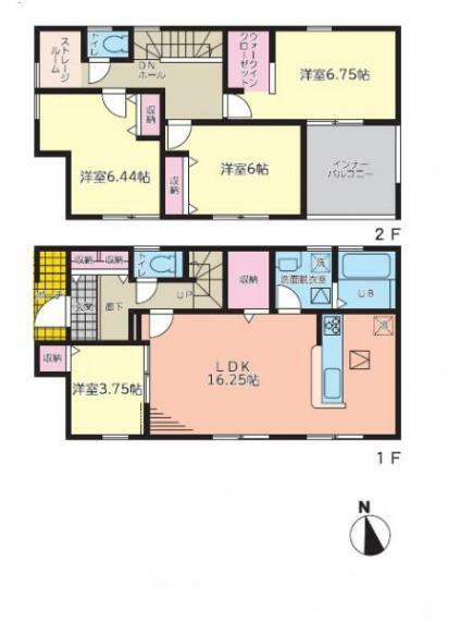 間取り図 3号棟　リビングに大容量の収納を配置！パントリーとして日用品や食料品のストックにも使えます。