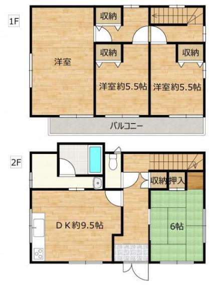 間取り図 【間取り図】セキスイハイム様施工のお家で2階に洋室3部屋の4DKの間取りです。