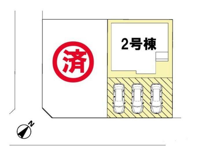 間取り図・図面 カースペースは3台付き！セカンドカー持ちの方や急な来客時にも安心ですね。 物件探しのご条件・ご要望などありましたら、何なりと弊社スタッフまでお申し付けください！