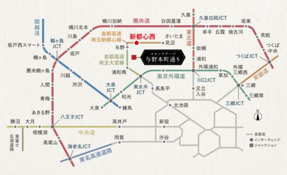 区画図 高速アクセス図首都高速埼玉新都心線「新都心西IC」（車で6分/約2670m）から都心や各地へスマートアクセスします。