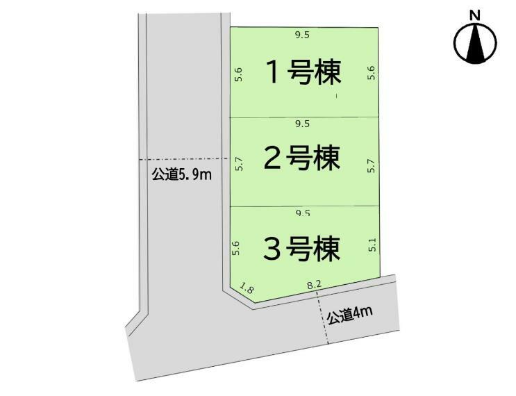 土地図面 3号棟になります。　