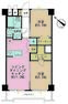 間取り図 2LDK、専有面積53.76m2、バルコニー面積6m2