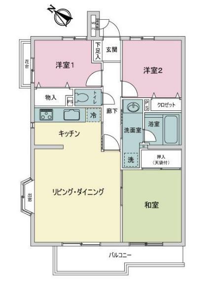 ライオンズマンション中央林間第7(3LDK) 5階の間取り