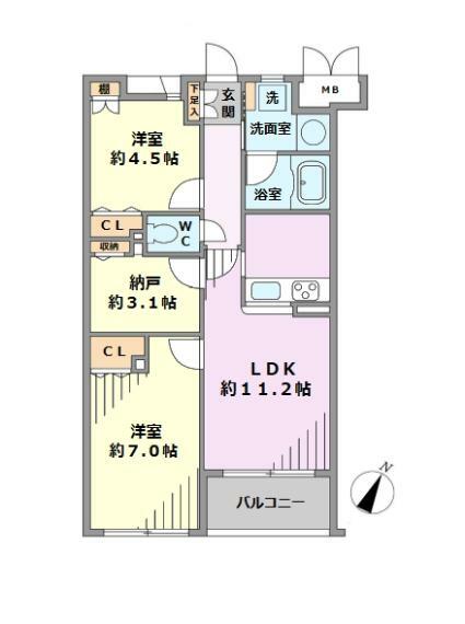 ■1階部分の南東向き住戸で陽当り良好　■専有面積:58.22平米の3LDKタイプ