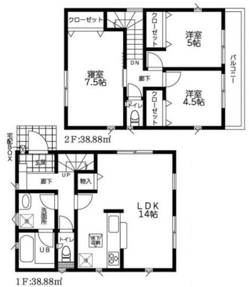 間取り図 動線の良い間取りは住む人の使いやすさを一番に考えた設計です！計算されたゆとりとひかりが空間を演出!!永く住むを念頭に日々変化していくライフスタイルにも対応できるように思いやりのつまった間取りです！