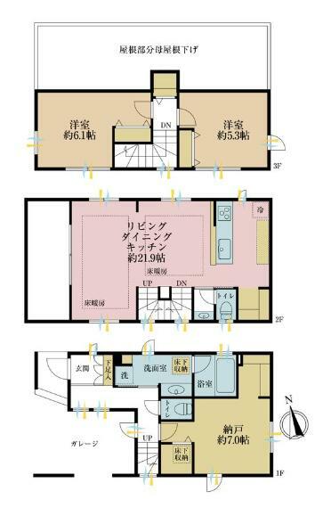 間取り図 2SLDK、土地面積74.82平米、建物面積108.67平米