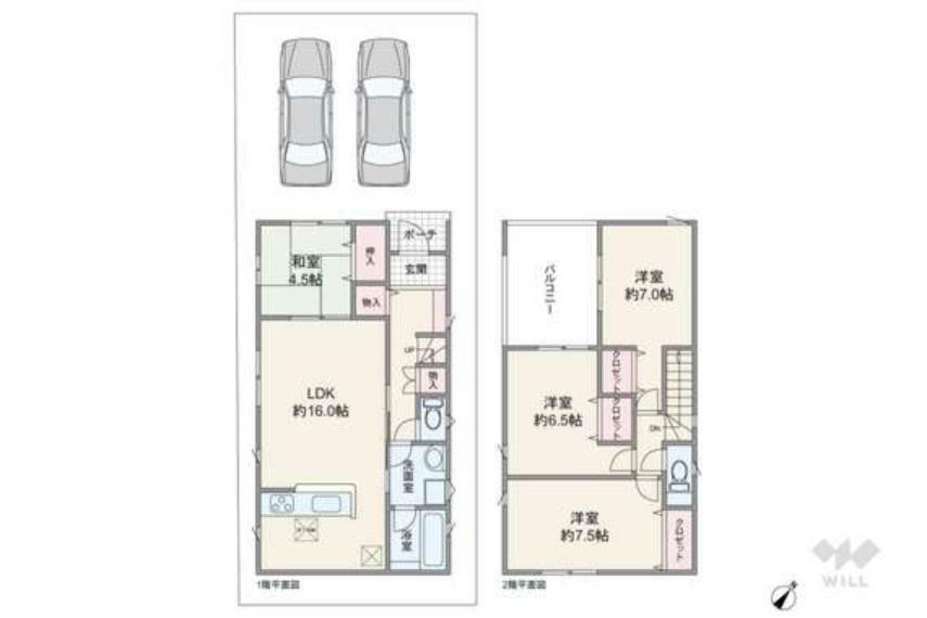 間取り図 間取りは延床面積105.3平米の4LDK。