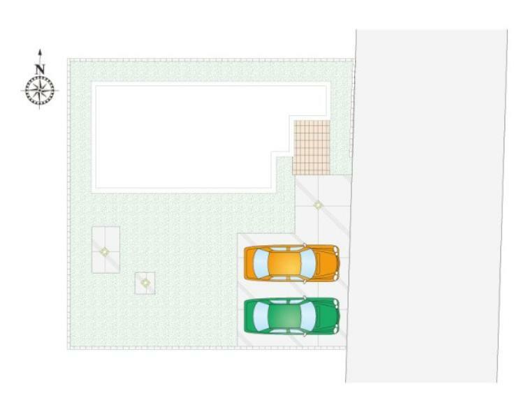 区画図 【3号棟:区画図】 合計4台駐車可能です。前面道路が広く、車の出し入れもスムーズです。