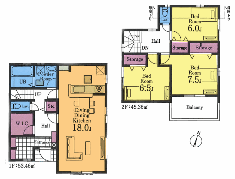 間取り図 居室3部屋の3LDK＋WIC＋SIC付です。全居室洋室です。ベッドやソファーなど重い家具が置きやすいので、自分が過ごしやすいお部屋をコーディネートできますね。