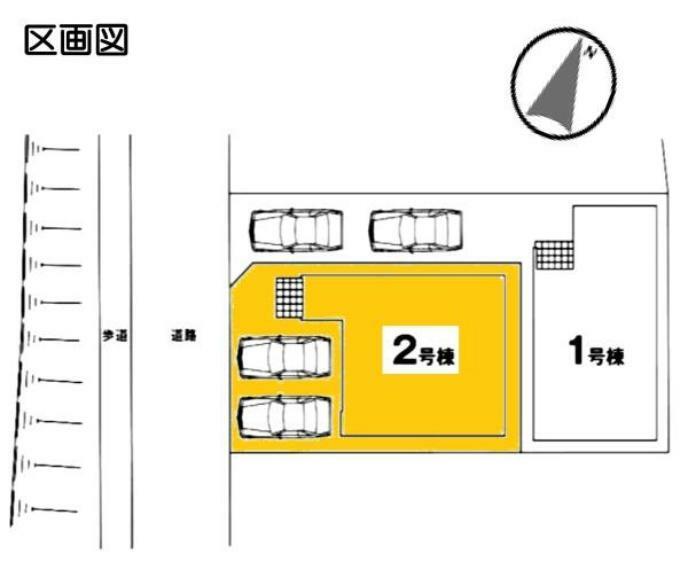 区画図 敷地面積:108.50平米　お車は2台駐車可能（車種による）