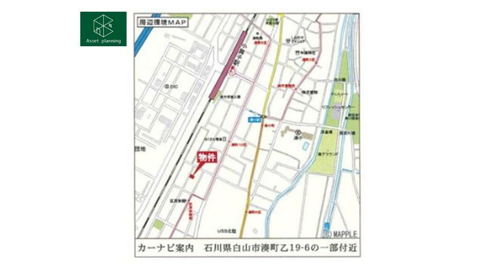 土地図面 現地までの案内図です。 所在地・石川県白山市湊町乙19番6