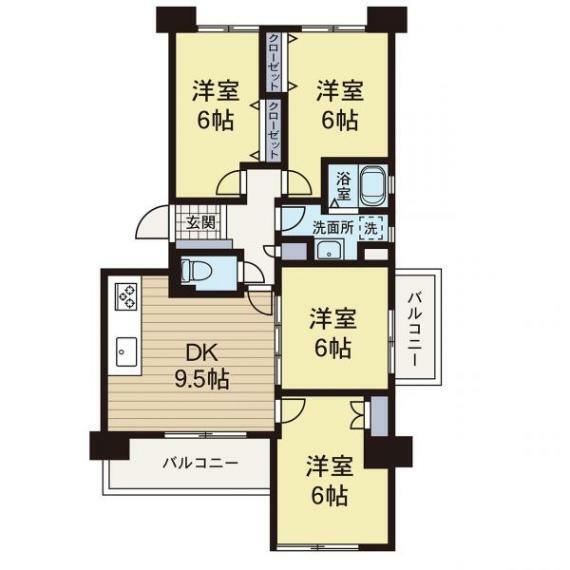 間取り図 11階部分につき眺望良好なお部屋です。