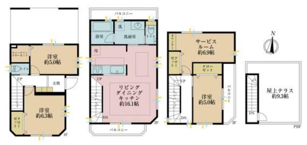 間取り図 3SLDK、土地面積68.08平米、建物面積115.40平米