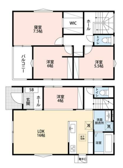 間取り図 LDKと隣接する洋室を合わせると20帖の大空間＾＾家具の配置も様々なパターンが考えられますよ。お掃除しやすいオールフローリング＾＾