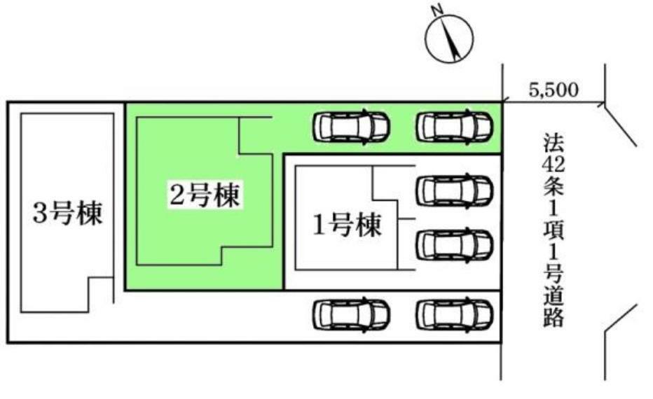 区画図 敷地面積:116.16平米　お車は2台駐車可能