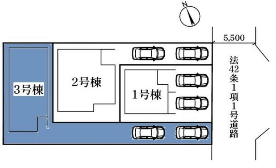 区画図 敷地面積:135.80平米　お車は2台駐車可能