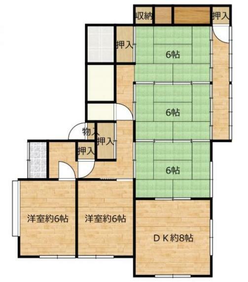 間取り図 【間取り図】リフォーム前の間取り図です。より使いやすい間取りへと工事を行います。