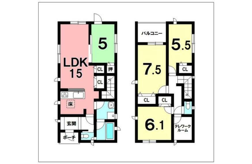 間取り図 4LDK＋納戸、オール電化、浴室暖房乾燥機【建物面積95.98m2（29.03坪）】
