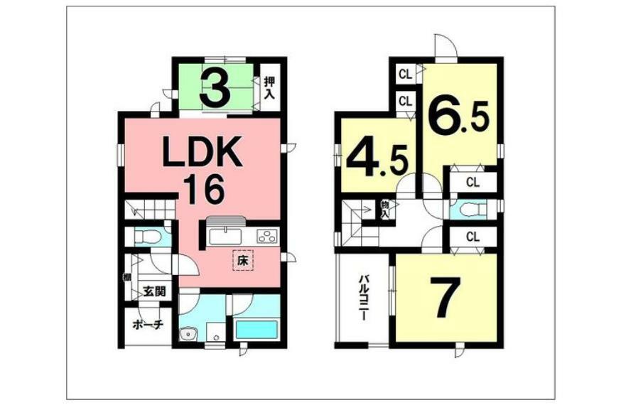 間取り図 4LDK、オール電化、浴室暖房乾燥機【建物面積87.48m2（26.46坪）】