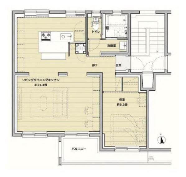 南長津田団地11号棟(1LDK) 4階の間取り