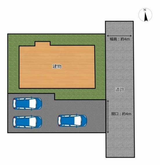 区画図 【区画図】区画図です。駐車場を拡張することで3台駐車可能になります。3台駐車出来れば来客時も安心ですね。