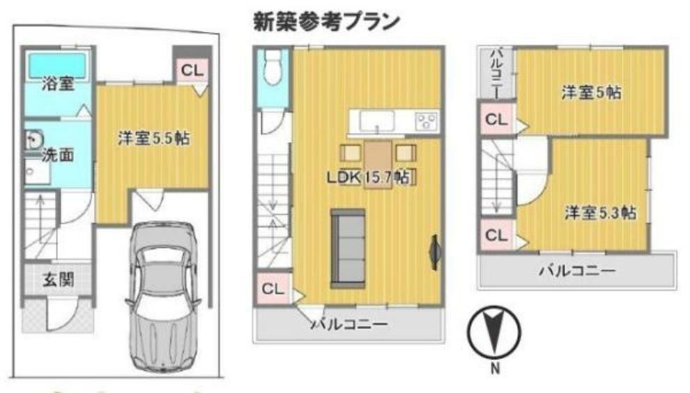 参考プラン間取り図 参考プラン図　 建物価格:1888万円 延床面積:73.60平米