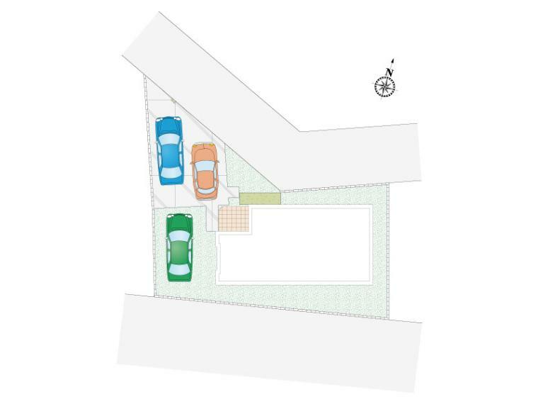 区画図 行田市長野3丁目1区画　配置図　車3台駐車可能！
