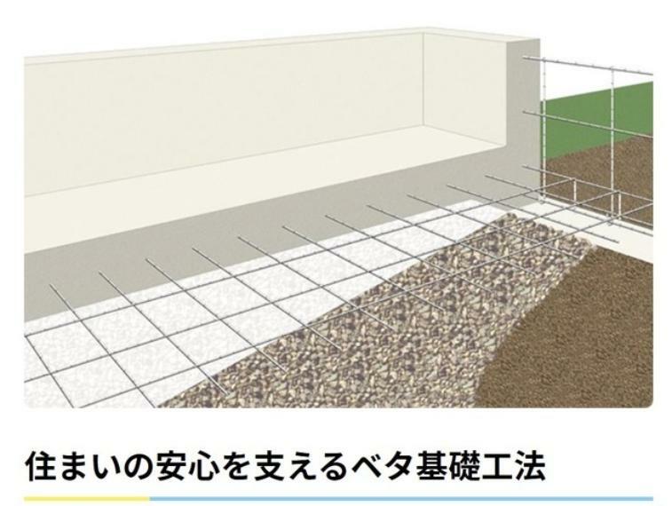 構造・工法・仕様 基礎に「鉄筋入りコンクリートベタ基礎」を標準採用。住まいの安心を支えます。