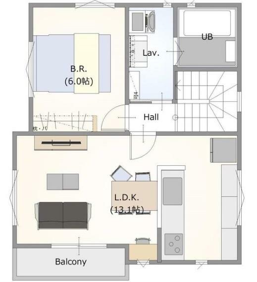 間取り図・図面 ポラスグループ【HaS　casa】建物プラン例2F床面積: 43.26平米（13.08坪）