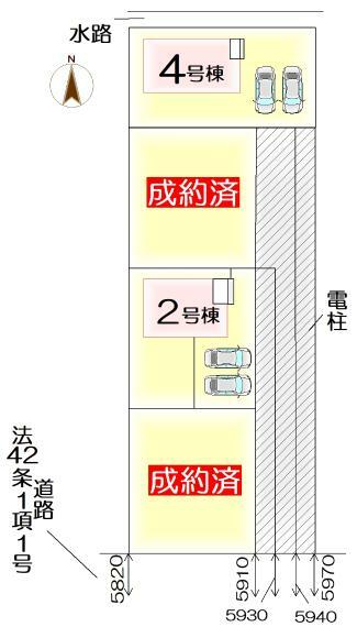 区画図 ≪4号棟≫並列駐車2台分可能！