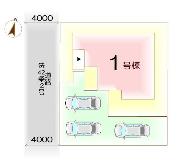 区画図 【1号棟】駐車スペース2台分！