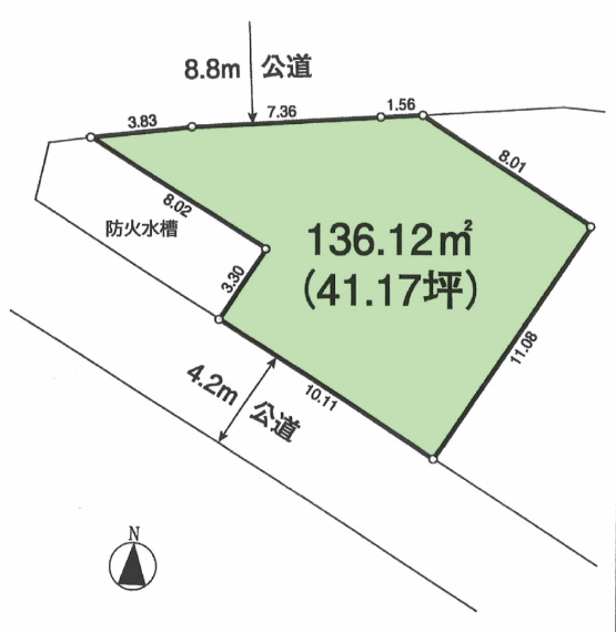 区画図 敷地面積136.12平米（41.17坪）です。建築条件ありません。自由設計プランお作りいたします。