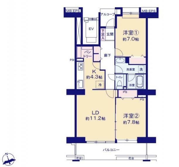 間取り図 全居室7帖以上の開放感、快適なライフスタイルを。