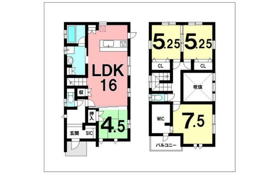 間取り図 4LDK＋WIC＋SIC、オール電化、省令準耐火構造【建物面積101.85m2（0.8坪）】