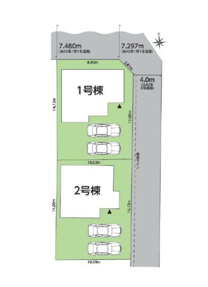 区画図 【区画図】駐車2台可能！