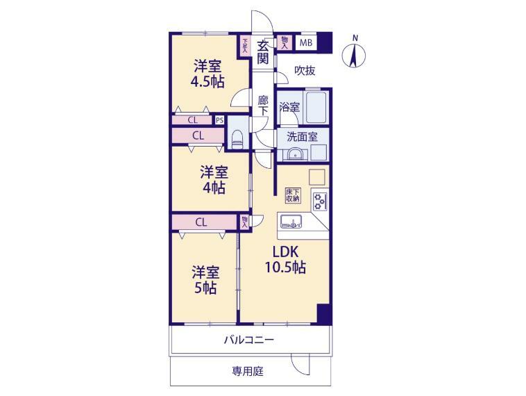 間取り図 2015年のリノベーションにより間取り変更が実施されています。LDを広めに、和室を洋室に。現代的で使いやすい間取りになりました。