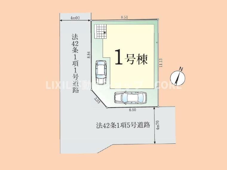 区画図 開放的な角地に立地！カースペースは嬉しい2台分ございます！セカンドカーをお持ちの方にも安心です！