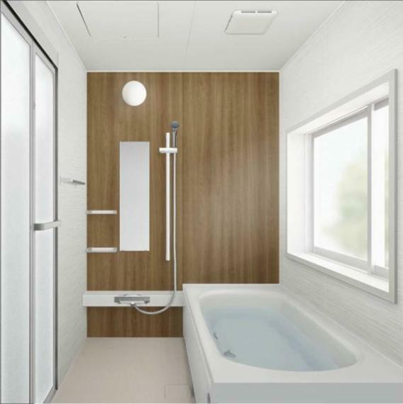 浴室 【同仕様画像】ユニットバスは新品に交換します。浴槽は大人も足を伸ばしてゆったり浸かれる広さです。