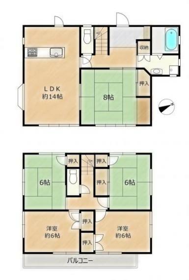 【現況間取図】1階の和室は洋室に変更して対面キッチン5LDKにする予定です。