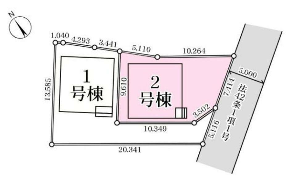 区画図 カースペースは2台付き！セカンドカー持ちの方や急な来客時にも安心ですね。